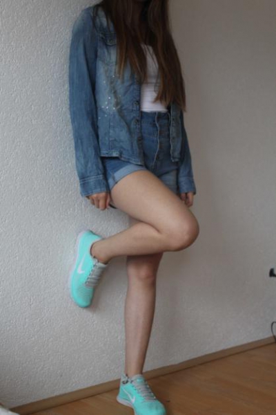 Jeans Hemd Used Look Farbklekse blau