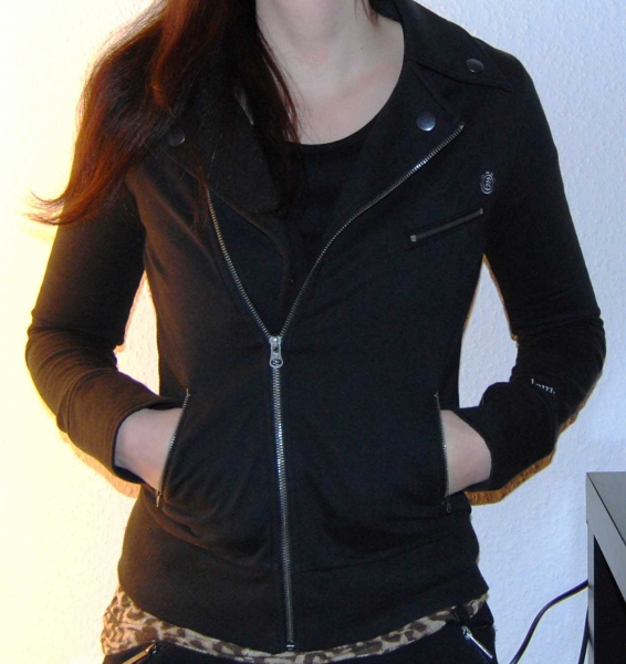 schwarze Jacke im Biker Look wie neu Winter