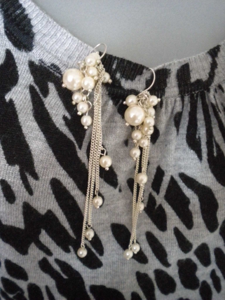 SET weiße Perlen Schmuck Kette und Ohrringe Perlen