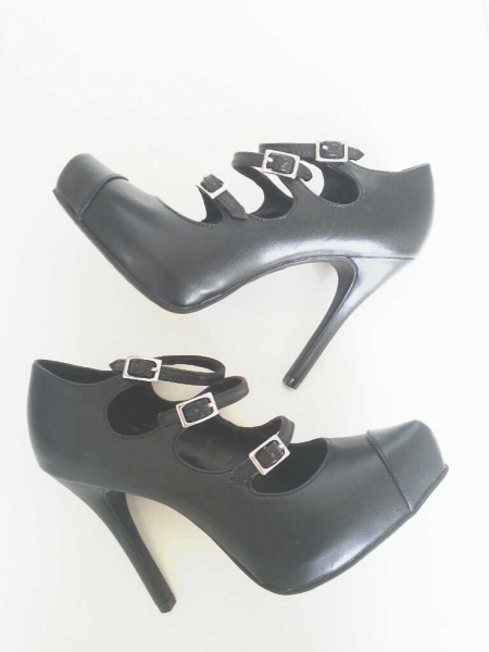 Neu! Graceland/Deichmann schwarze Riemchen-Highheels aus Kunstleder Gr. 37 / Neu!