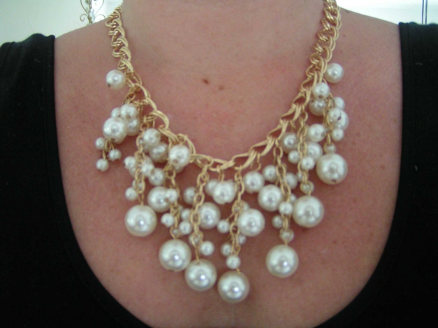 Elegante große Statement Blogger Perlen Kette Perlenkette Collier