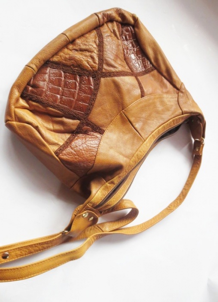 Vintage Tasche braun Lederelemente