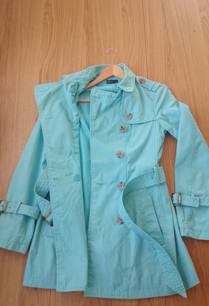 kurzer Trenchcoat türkis