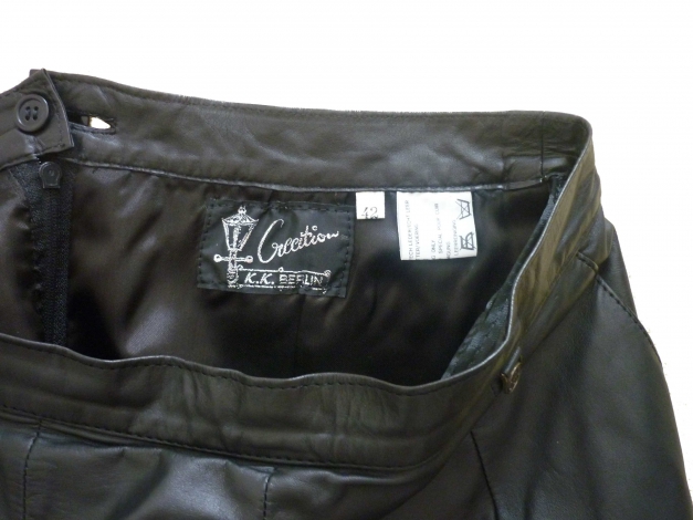 Wadenlanger highwaist vintage K.K. Berlin Lederrock Gr. 42 mit Schleifenverzierung