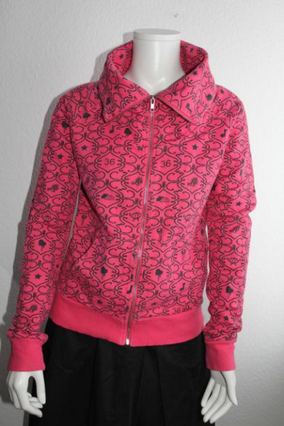 Sweatjacke pink-schwarz mit Reißverschluß
