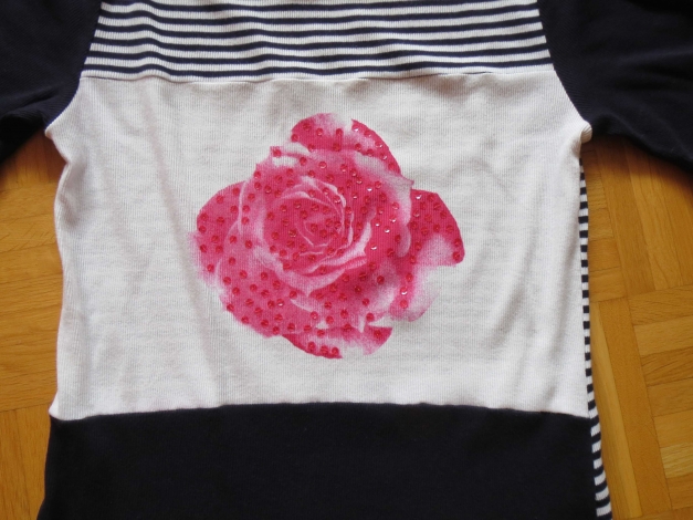 Oberteil/Shirt,Kurzarm,dunkelblau-weiß