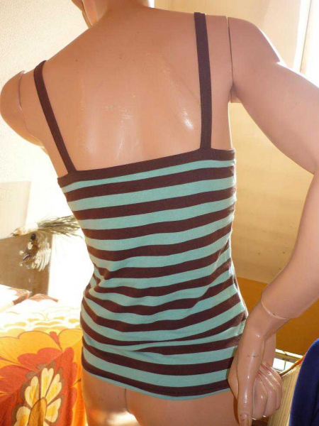 Top * XS 34 36 * braun türkis quer gestreift * Set Preis möglich