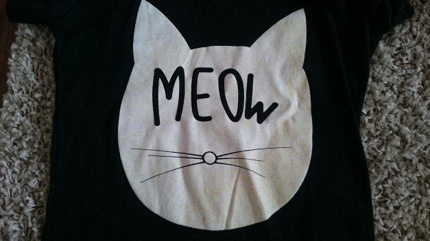 schwarzes Shirt Katze meow Druck