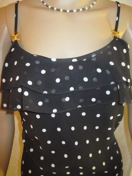NEU * Edel * 50er Jahre * Rockabilly * Style * Polka Dots * Punkte * Tupfen * Seiden Chiffon * Volant * Spaghetti Träger * Kleid 