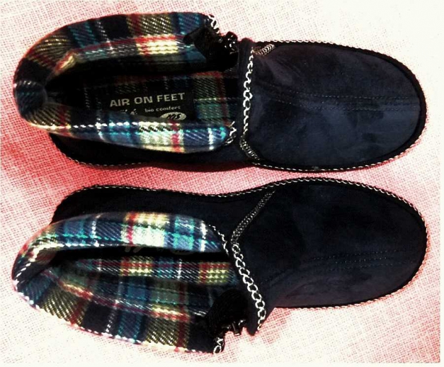 Wie Neu - AIR ON FEET Damen-Luftkissen-Hausschuhe - Größe 38 - dunkelblau