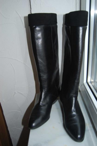 Leder schwarze Stiefel Boots Schuhe Trendi