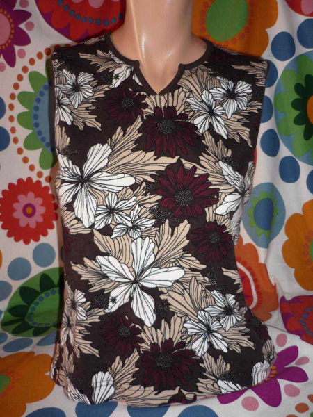 Tank Top * 36 38 * braun * s.Oliver * nature blumen cotton baumwolle