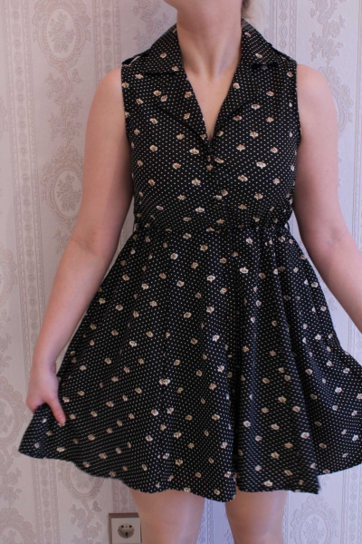 Sommerkleid Blumen Blümchenmuster schwarz