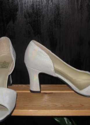 Damen Canvas Pumps hohe Schuhe weiß Perlmutt Gr. 37 / 4