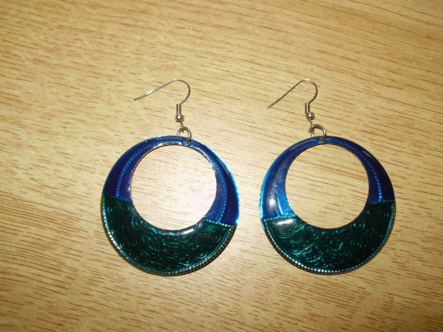 Creolen leicht groß grün blau silber 