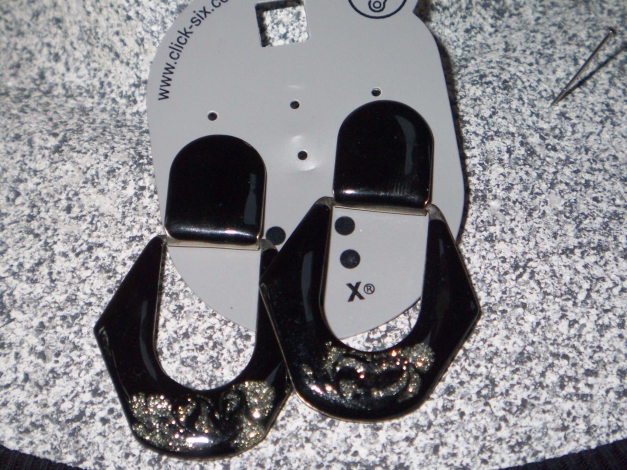 Ohrringe Stecker Email Glitzer schwarz NEU