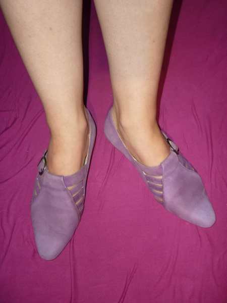 Spangenschuhe Größe 39 flieder Leder Vintage