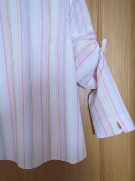Bluse, Gr.42/M, Langarm, gestreift, rosa-weiß