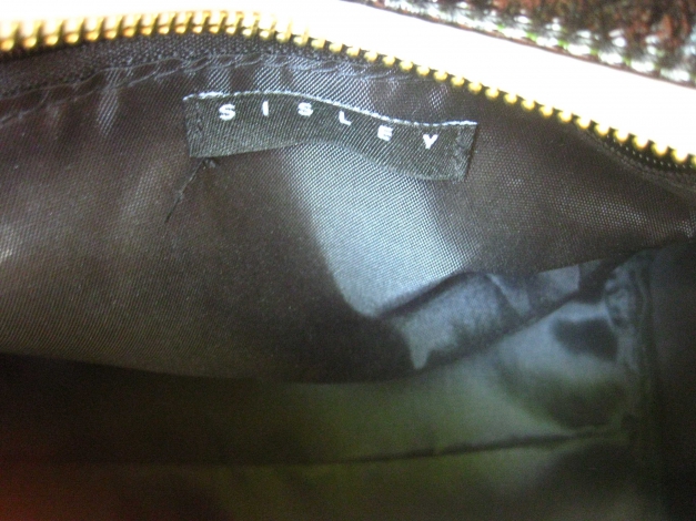 Sisley Bowling Handtasche schwarz creme Lackleder goldene Reißverschlüsse