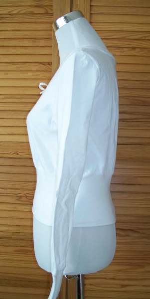 MELROSE// Weißes Langarm-Shirt mit breitem Bund Gr. 36/ 38
