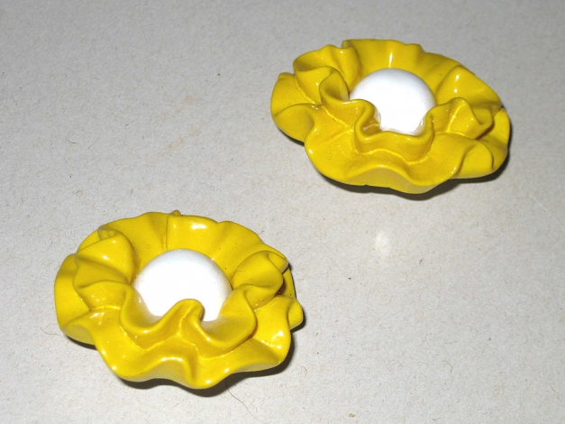 vintage Ohrclips 60er Blumen gelb Ohrringe MOD retro