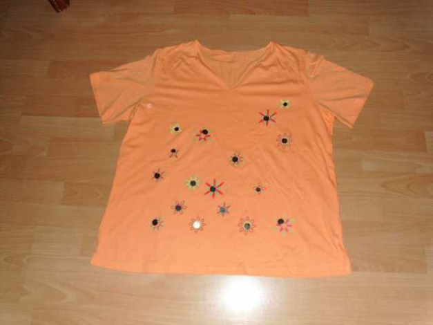 T-Shirt, orange mit Motiven, Gr. 44/46