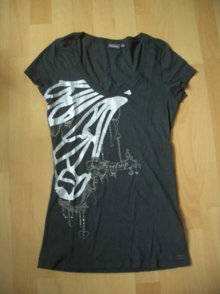 Firetrap T-Shirt in oliv khaki silber, Größe XS