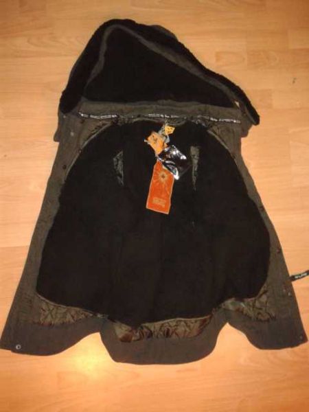 Khujo Damen Parka Mantel Havanna Fake Leather Mix With Inner Jacket M Neu