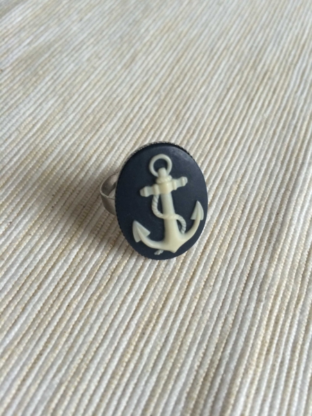 Ring blau Anker maritim retro Pin Up Sailor