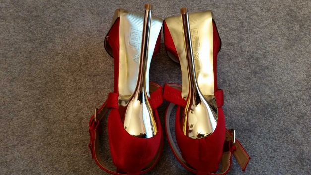  Plateau Highheels Rot/Gold