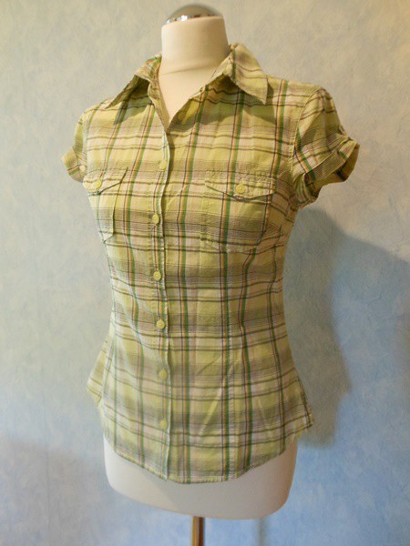 grün karrierte kurzarm Bluse