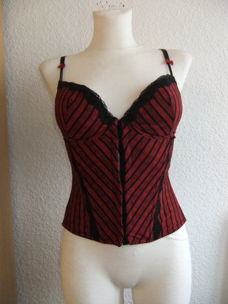 schwarz rote Corsage mit Trägern