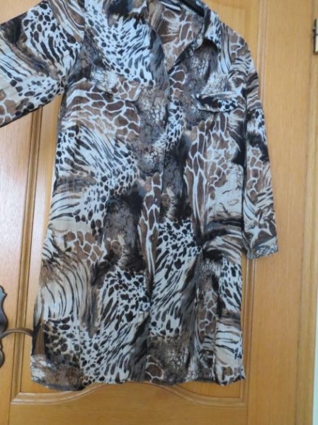 Longbluse,3/4Arm,braun-beige,Crashbluse