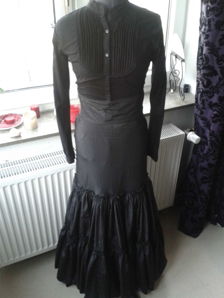 High Waist Rock Gouvernante Gothic Rüsche Fishtail 36/38 wgt Halloween Vampir