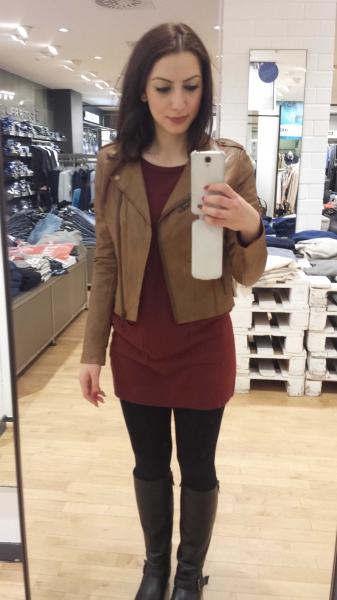 Braune Lederjacke im Bikerlook sehr modern