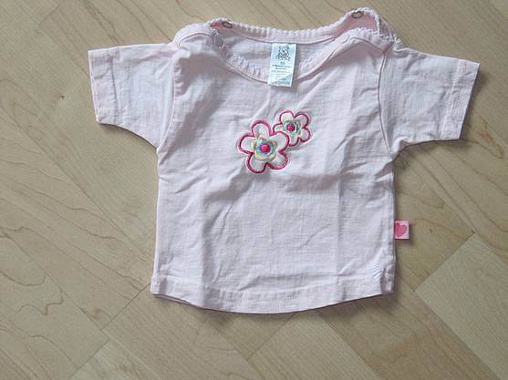 Baby T-Shirt rosa mit Blumen Stickerei Gr. 56 Top