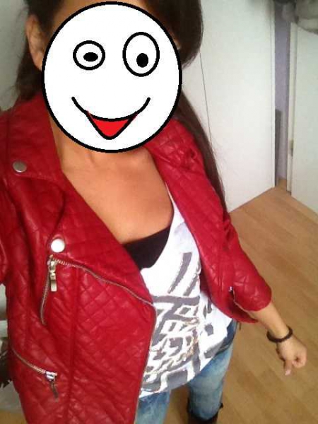 Bikerjacke / Lederiminat / rot