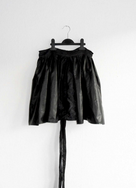 Schwarzer Wickelrock Petticoat Gr. S M L 36 38 40 Kunstleder Satin