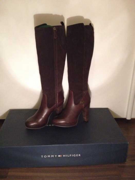 braune Tommy Hilfiger Stiefel, wildleder, leder