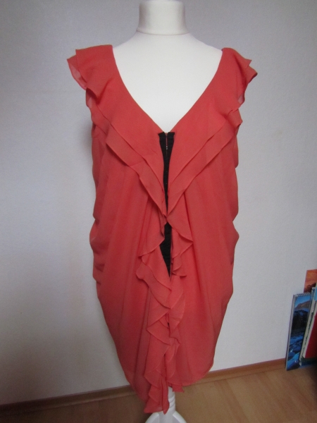 Gr. 38 H&M  Damen Kleid / Volantkleid, Korall  / Lachs, Chiffon, Abendkleid
