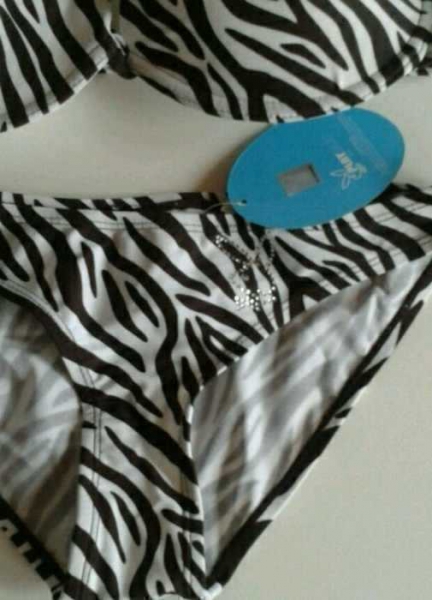 Neuer Playboy Bikini mit Strass Zebralook Gr.36 NP 34,99€