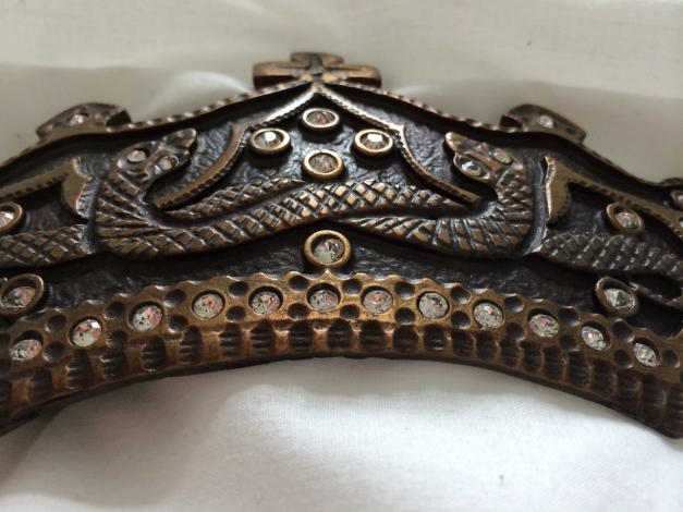 Gürtelschnalle Krone Strass Glitzer Bronze Gold Antik