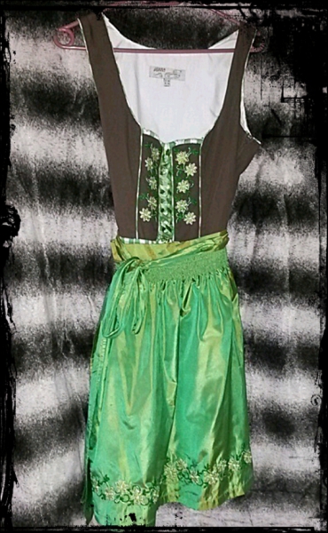 Lekra CountryLife Dirndl, grün, braun, kariert, Größe: 38/S, ohne Bluse/knielang