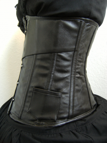 PU Kunstleder Unterbrust Korsett Corsage Lederimitat M schwarz Gothic Steampunk 