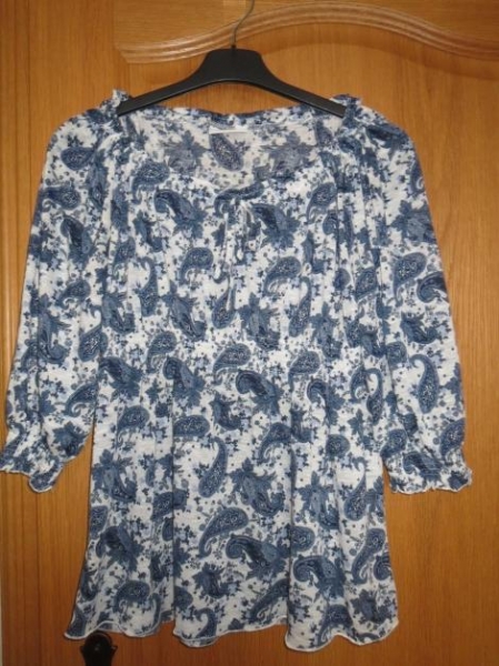 Tunika,blau-weiß,Paisley Print