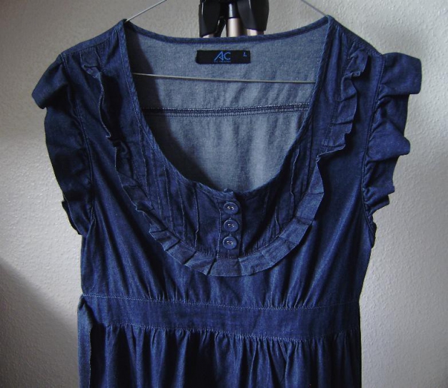 Niedliches verspieltes Sommer Kleid im Jeans Look Gr. L bzw. M