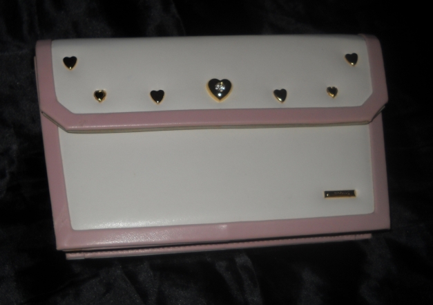 Clutch Tasche Umhängetasche Abendtasche Bag Gurt Herz Nieten zum Abiball Kleid gold rosa weiß Strass Blogger