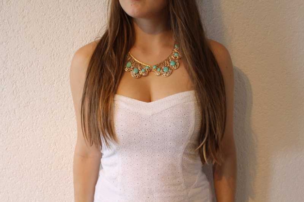 Statement Kette Mint Gold Perle Türkis