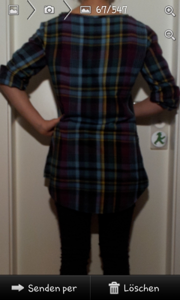 Long Bluse, kariert mit Rüschen