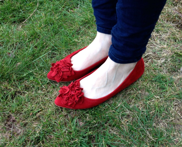 Fabiani Wildleder Ballerinas mit Blüte rot Gr.37